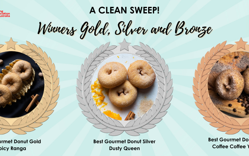 A clean sweep! Winners gold, silver bronze Baking Association of Australia National Donut Awards